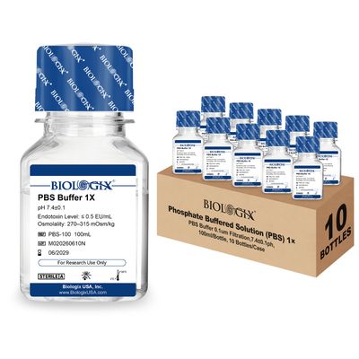 Biologix® PBS Buffer (1×), pH7.4, Low Endotoxin, 100mL/Bottle