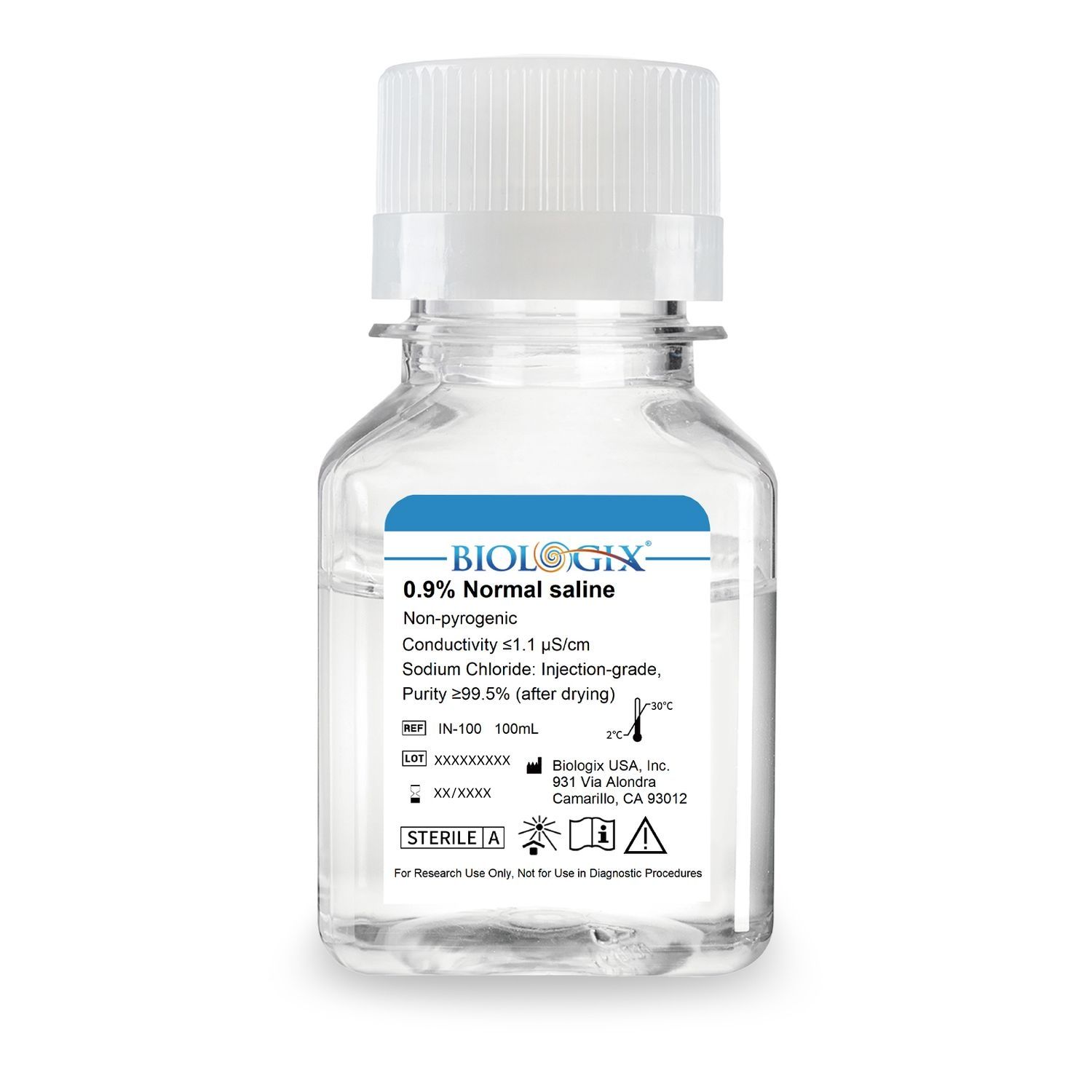 Biologix® 0.9% Saline Solution, Sterilized Sodium Chloride Solution, 100mL/ Bottle