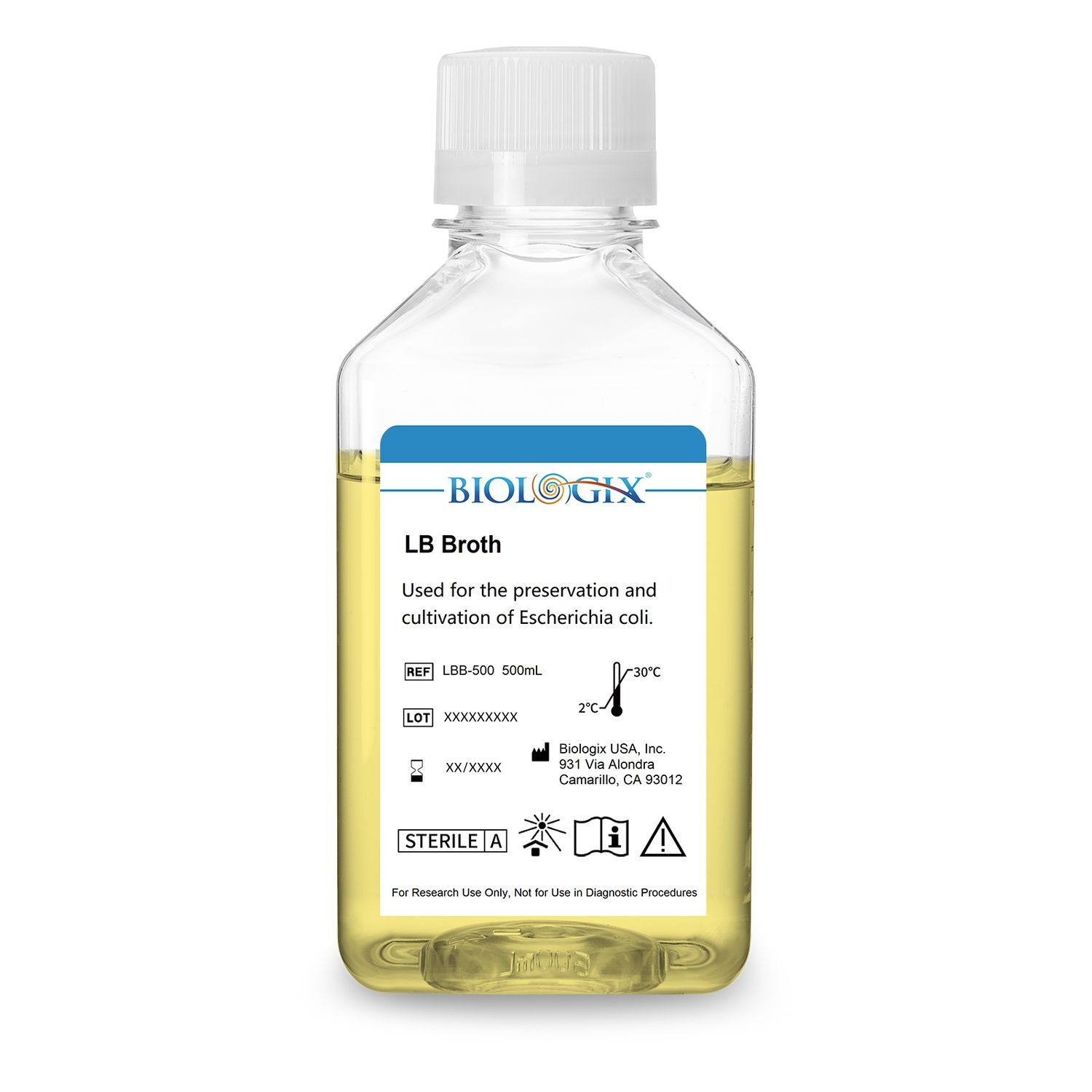 Biologix® LB Broth Medium, Sterile, 500ml/Bottle