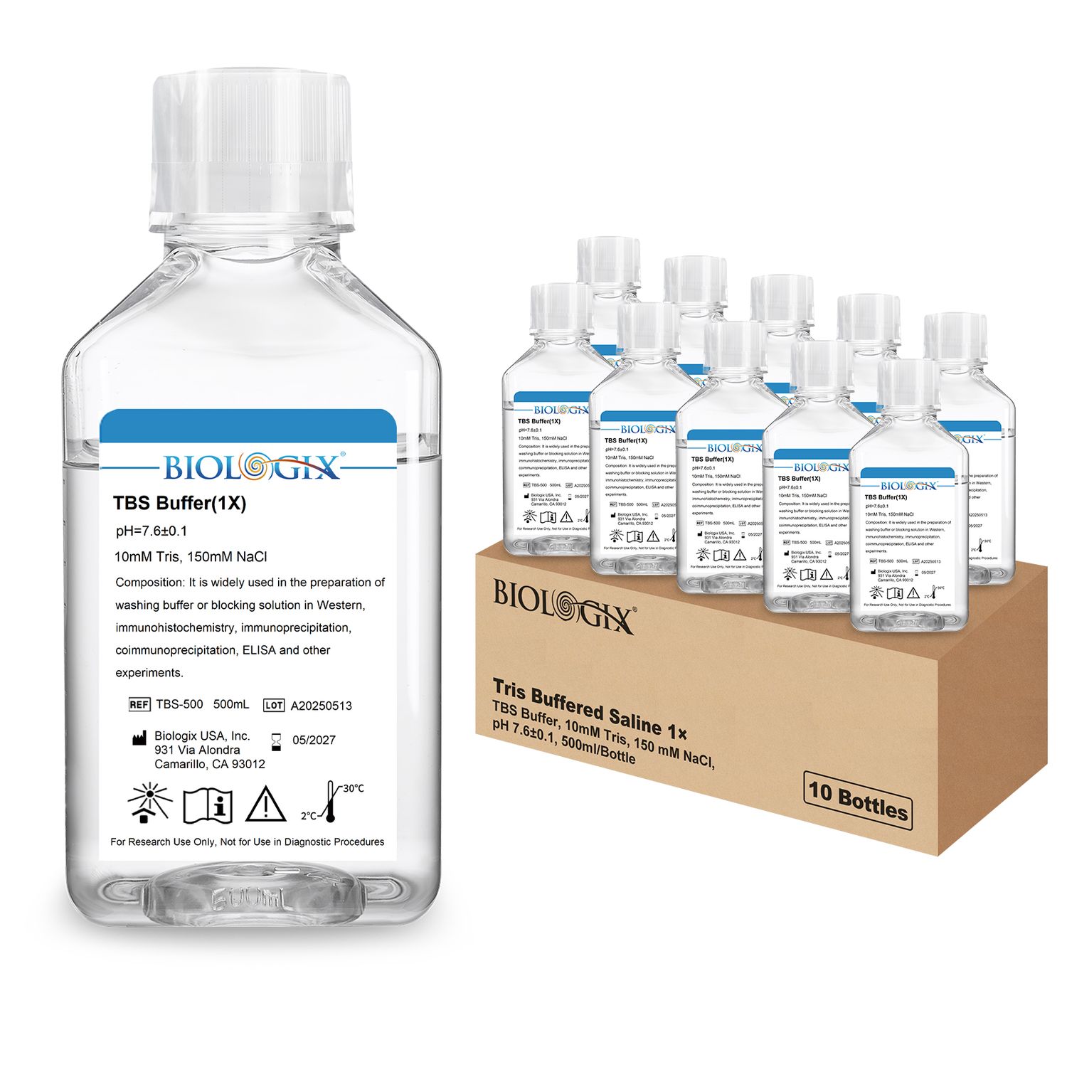 Biologix® TBS Buffer (1×), PH7.6, 500mL/ Bottle