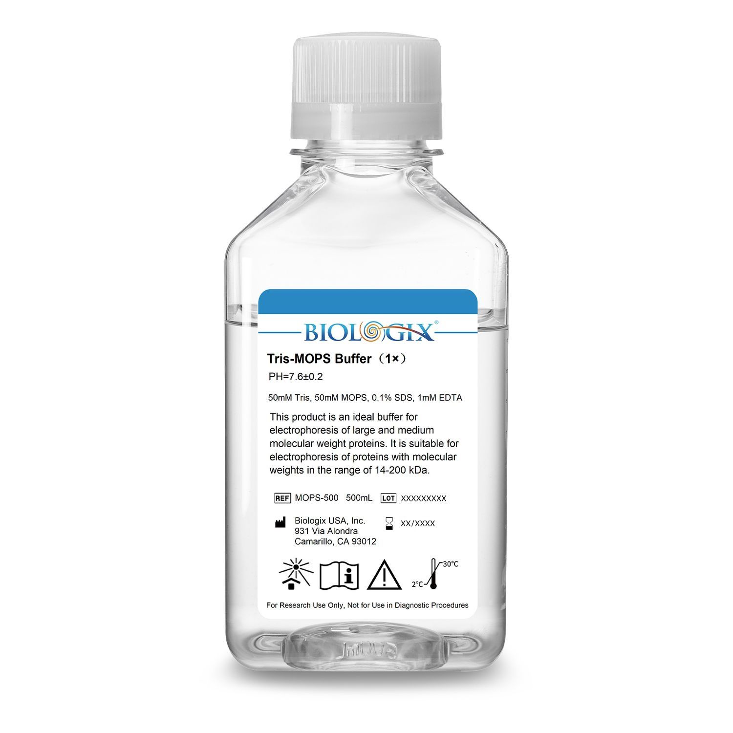 Biologix® TRIS-MOPS Buffer (1×), PH7.4, 500mL/Bottle