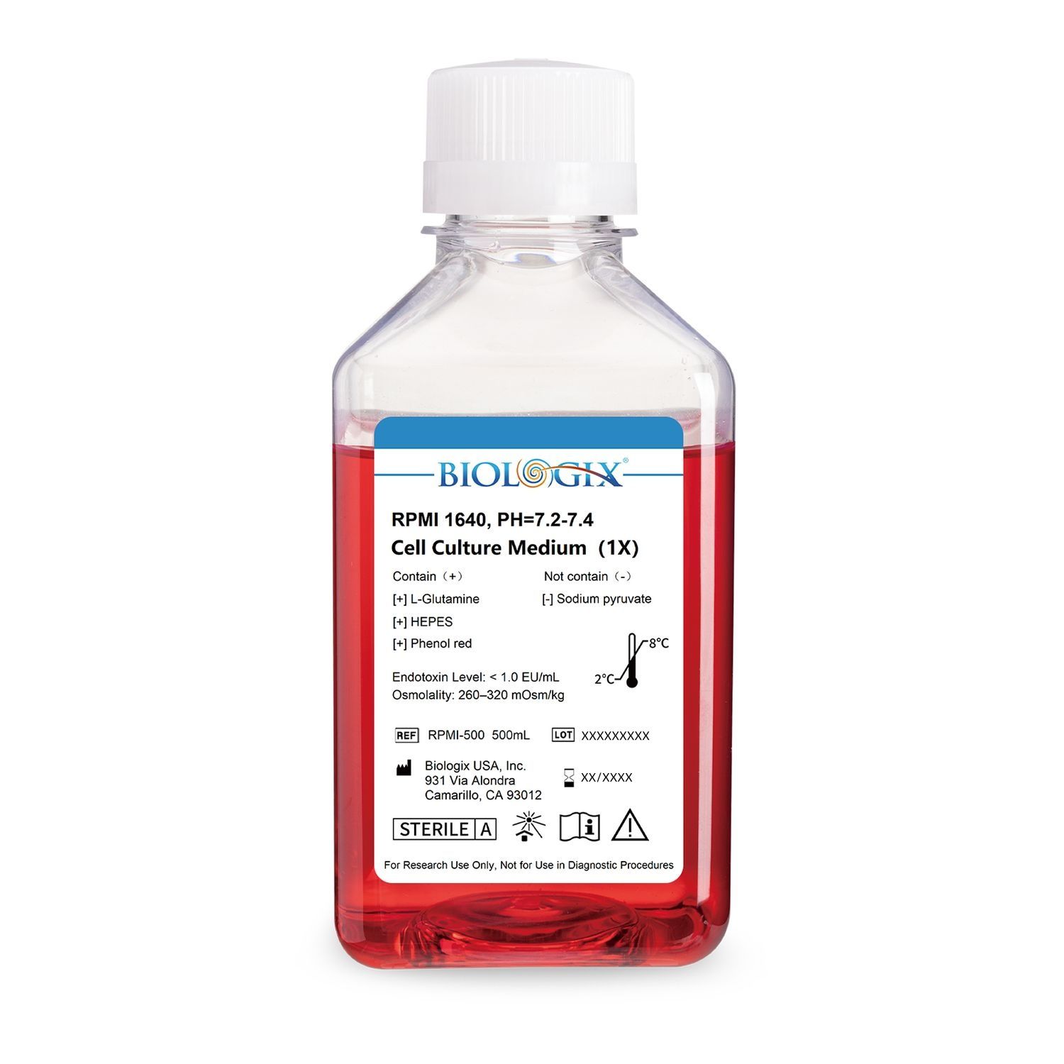 Biologix® RPMI 1640 Culture Medium, 500mL/Bottle