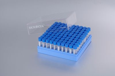 CryoKING Combo, 1.5ml vial, Blue Cap, with 2D Barcoded+ side code, PP, 100 Vials+1 Box/bag, 6 Bags/Pack, 2 Packs/case
