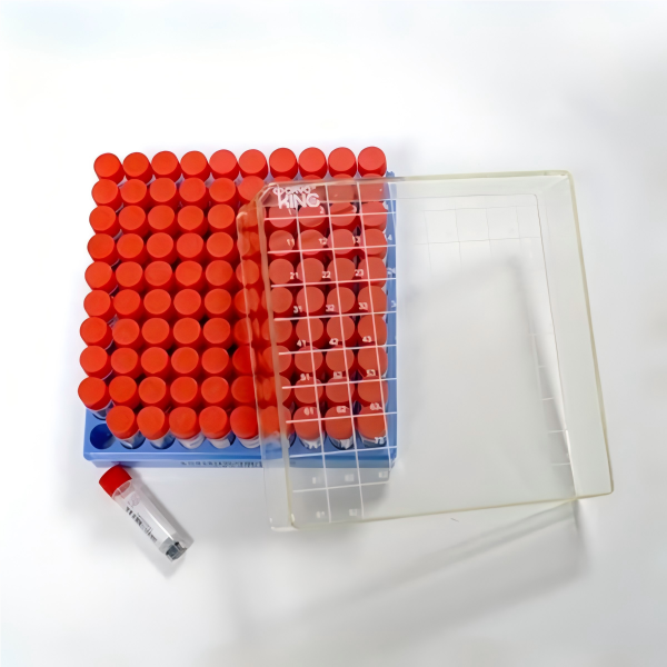 CryoKING 1.5mL Cryogenic Vials Combo, Red Caps, PP, 2D Barcoded + Side Code, Self-Standing, PP, Autoclavable, DNase &amp; RNase free