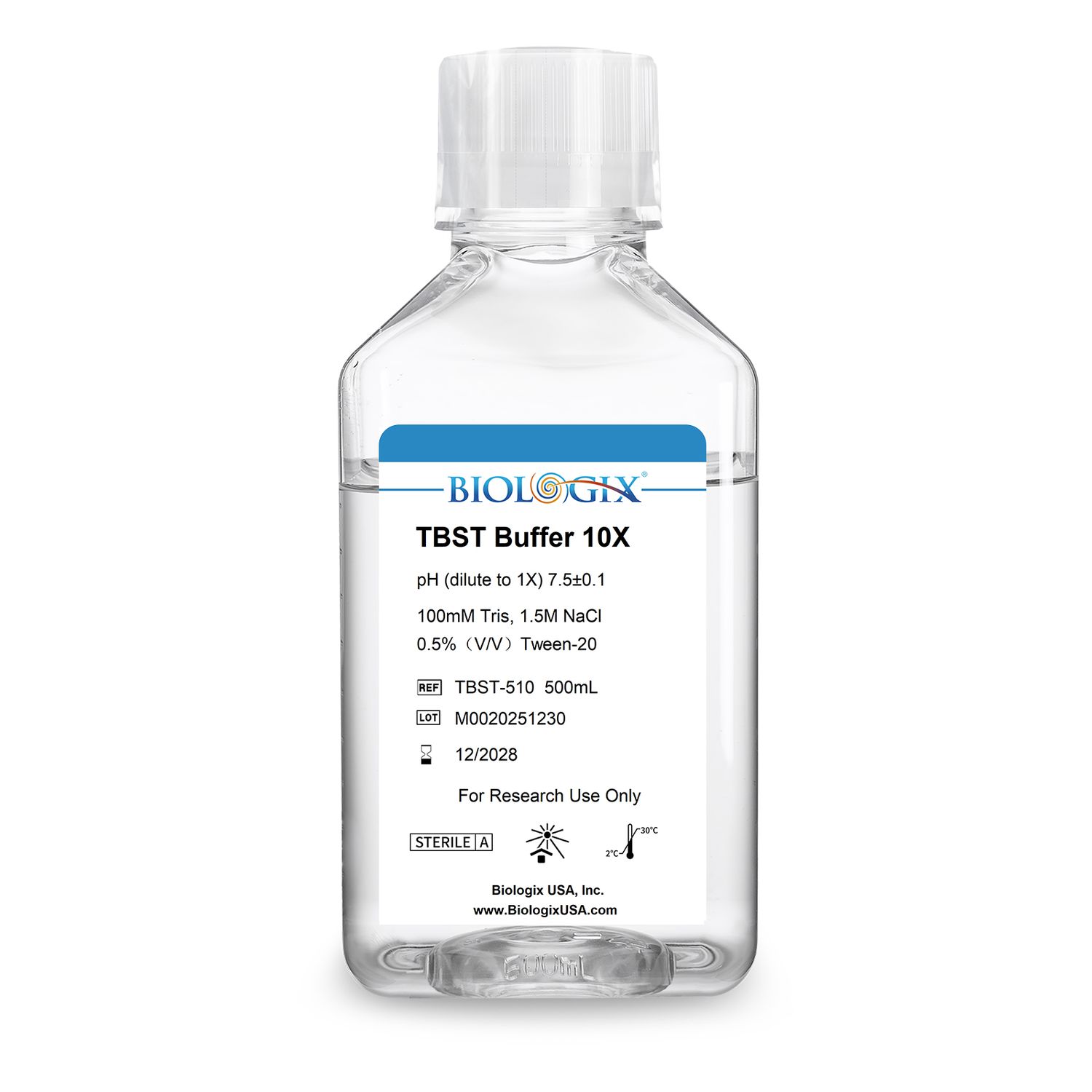Biologix® TBST buffer（10×），PH7.5，500mL/ Bottle, 10 Bottles/Case