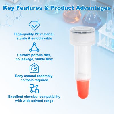 Biologix® 800 μL Empty Screw Cap Spin Columns with Frit Plates, Hydrophilic/Hydrophobic, Unassembled, 50 Sets