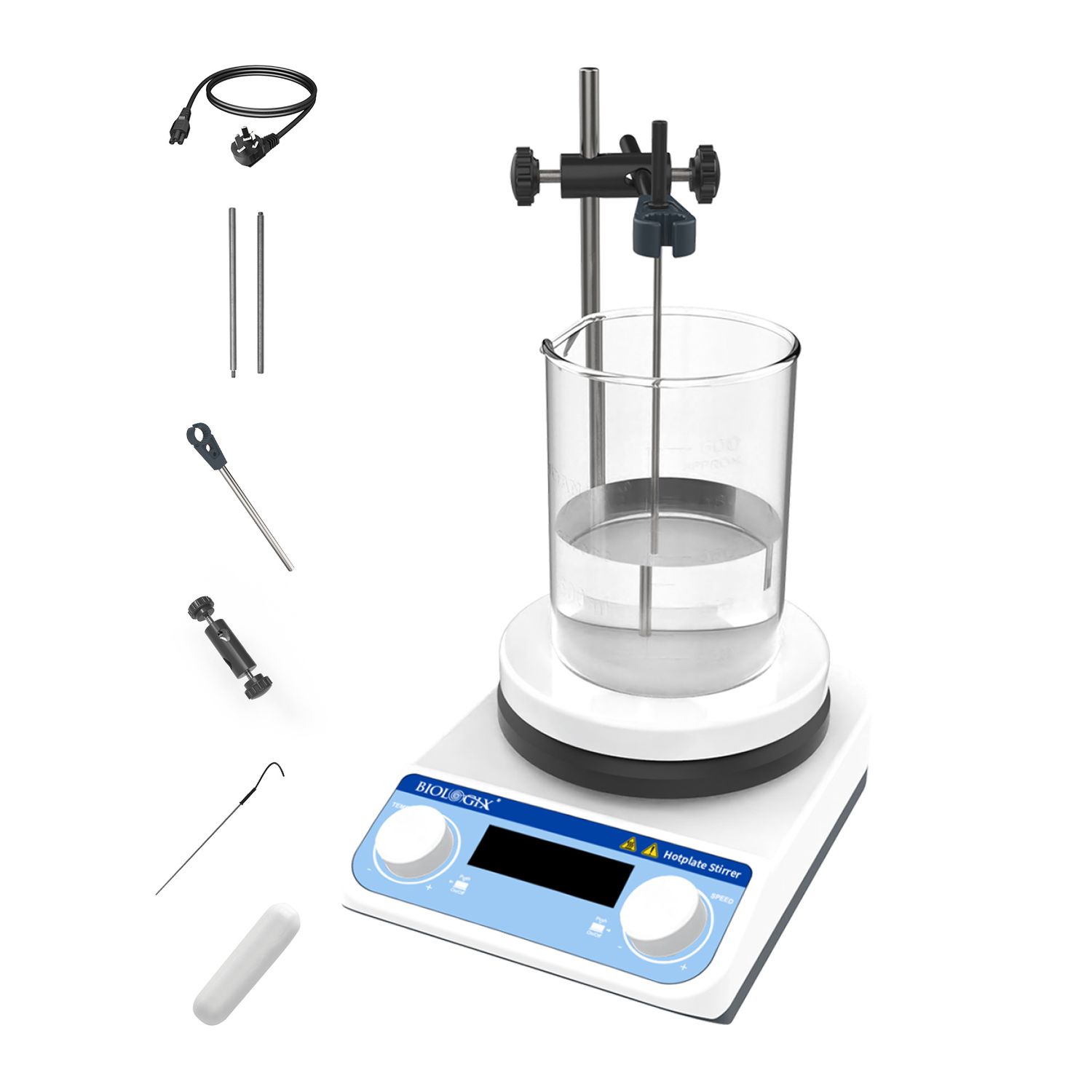 Magnetic Stirrer Hot Plate 536 ℉, 50-1500 RPM Magnetic Stirrer with Stir Bar, Lab Hot Plate with Temp Probe Sensor, Max Stirring Capacity 2000mL Magnetic Stirrer