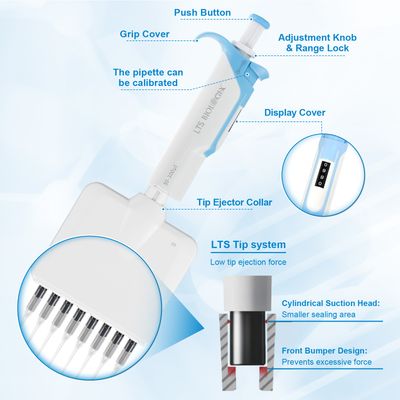 Biologix LTS 8 Channel Pipette, Adjustable Volume Fully Autoclavable, Case of 1
