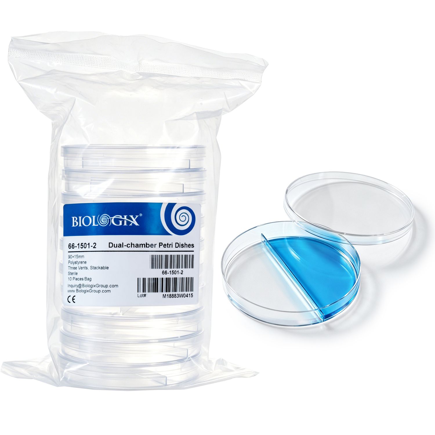 2 Compartments Petri Dish, 90mm*15mm Plastic Petri Dishes with Lids for Lab Science Experiments, Sterile, Clear