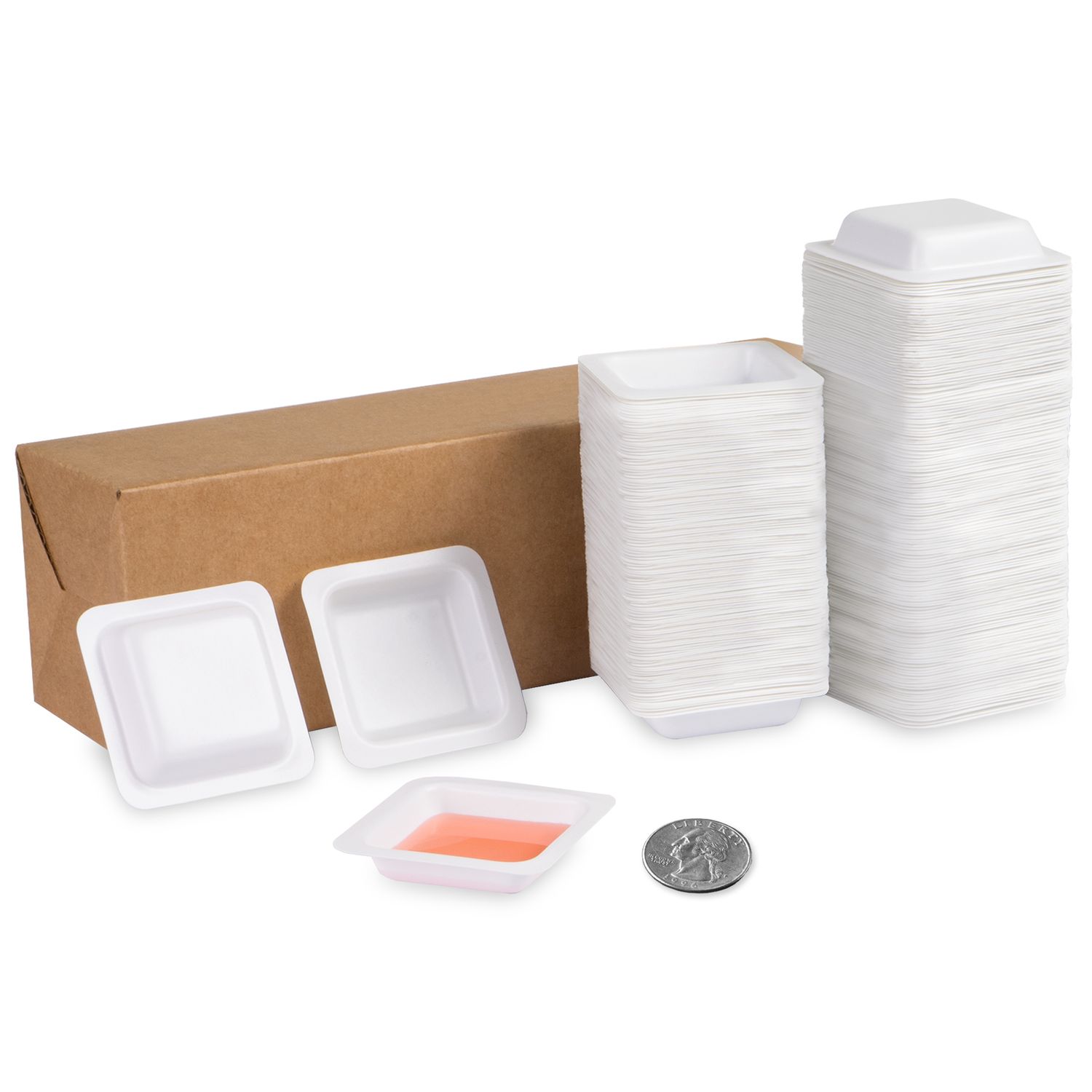 Biologix® 7ml Weigh Boats Small, Square Plastic, 250 pcs/bag, 4 bags/box, 25 boxes/case