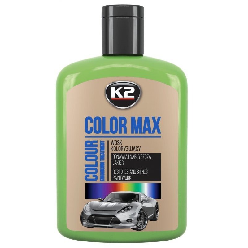 K2 Полироль цветная с воском для лакокрасочного покрытия кузова автомобиля COLOR MAX (зелёный)