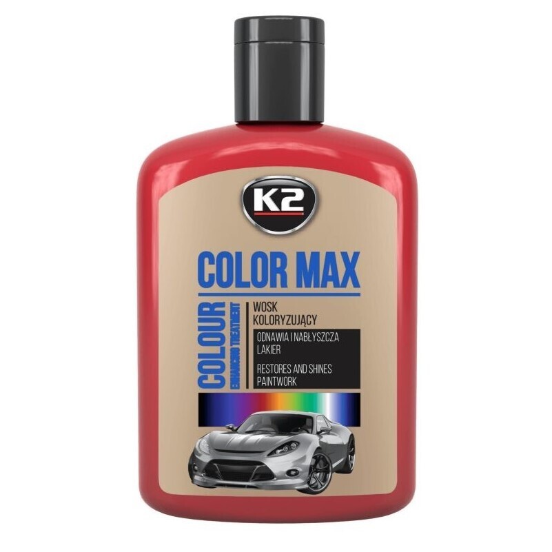 K2 Полироль цветная с воском для лакокрасочного покрытия кузова автомобиля COLOR MAX (красный)