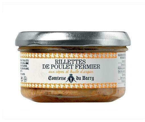 RILLETTES DE POULET FERMIER AUX CÈPES ET HUILE D’ARGAN