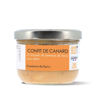 CONFIT DE CANARD ET ÉCRASÉE DE POMMES DE TERRE AUX CÈPES