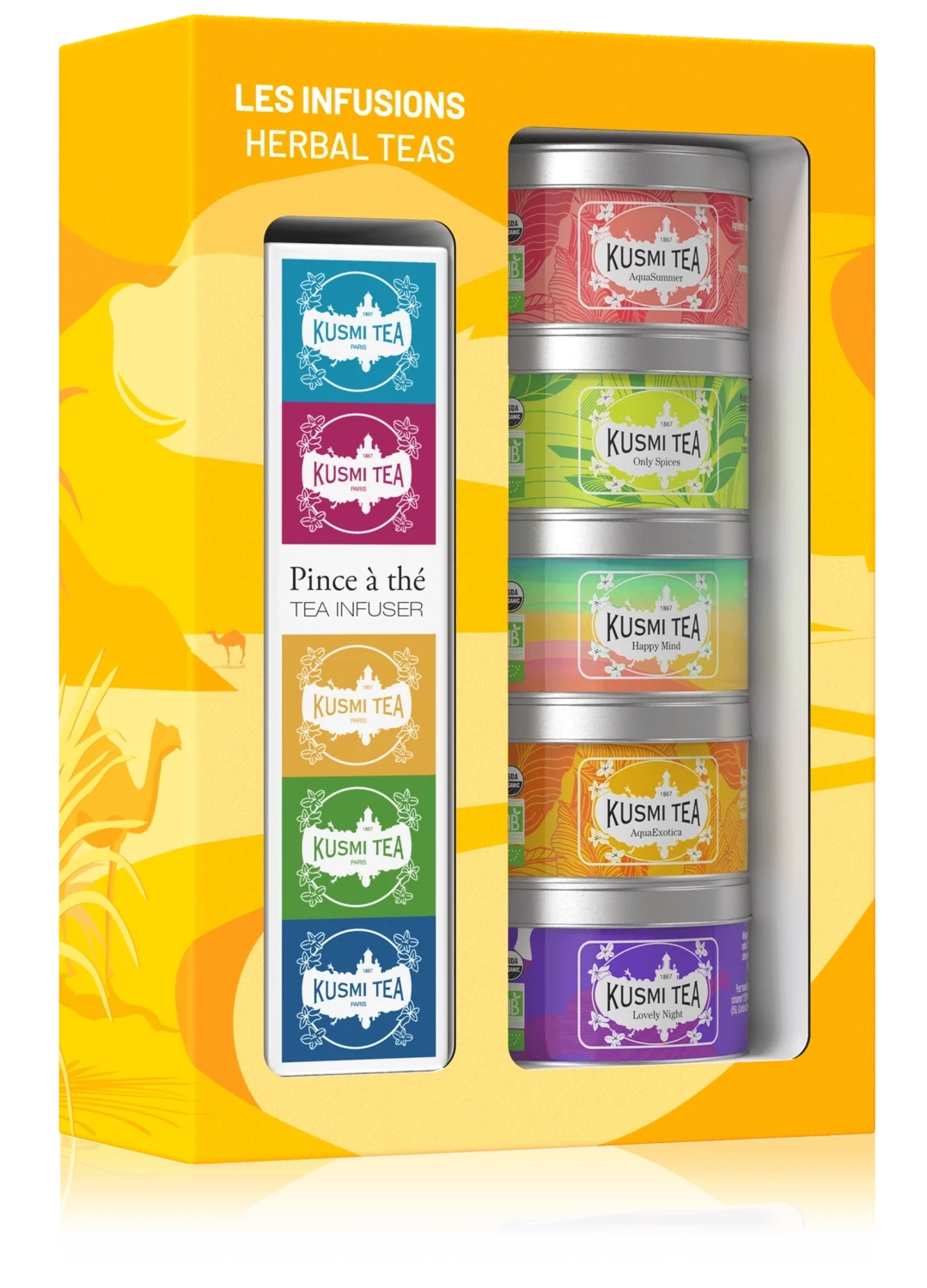 COFFRET LES INFUSIONS- 5 Miniatures d'infusions + Pince