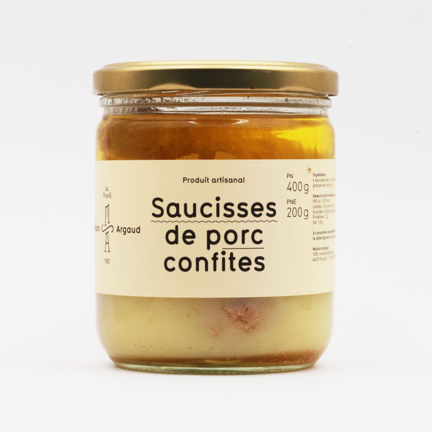 SAUCISSES DE PORC CONFITES