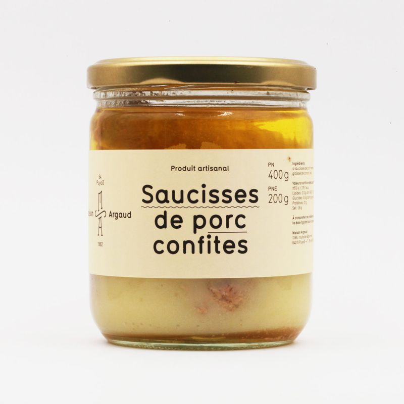 SAUCISSES DE PORC CONFITES