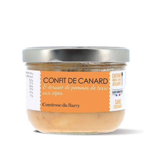 CONFIT DE CANARD ET ÉCRASÉE DE POMMES DE TERRE AUX CÈPES