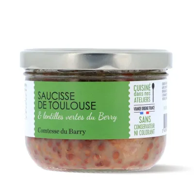 SAUCISSE DE TOULOUSE GRILLÉE ET LENTILLES VERTES DU BERRY SAUCISSE DE TOULOUSE GRILLÉE ET LENTILLES VERTES DU BERRY
