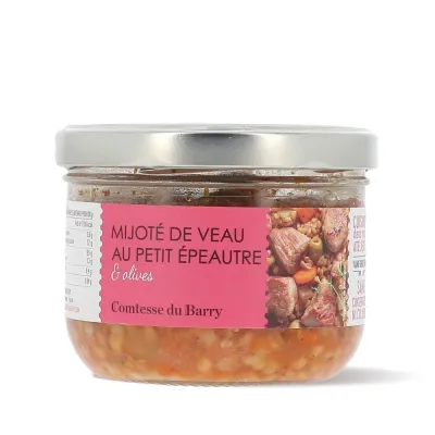 MIJOTÉ DE VEAU AU PETIT ÉPEAUTRE ET OLIVES