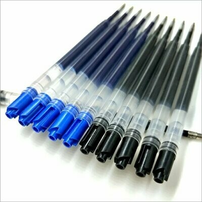 Recambio de tinta azul y negra (pack de 5 de cada color) para bolígrafos.