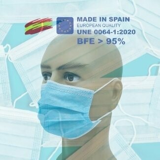 Pack 50 mascarillas higiénicas adulto azul