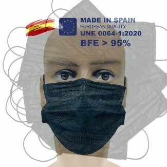 Pack 50 mascarillas higiénicas adulto negro
