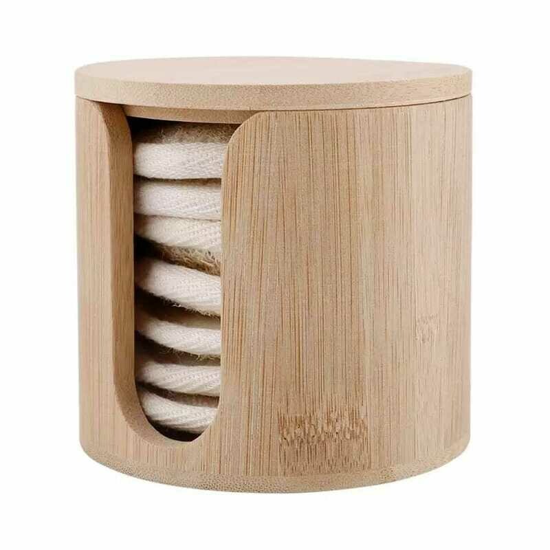Desmaquillantes naturales reutilizables en caja de bambú. 8 UD. Personalizable