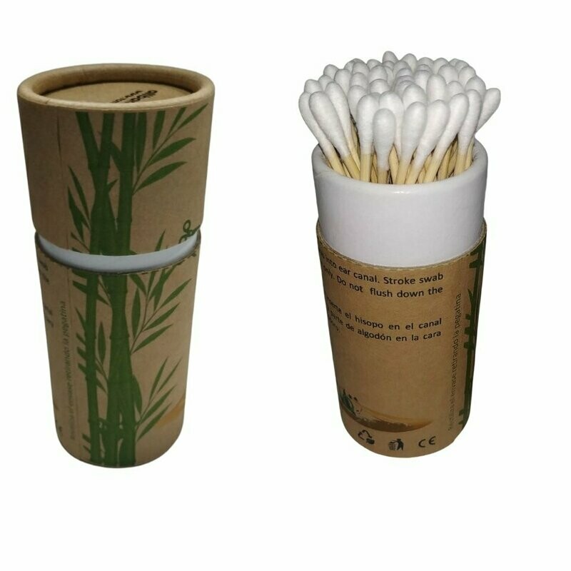 Bastoncillos desechables de algodón y bambú. Tubo 50 UD