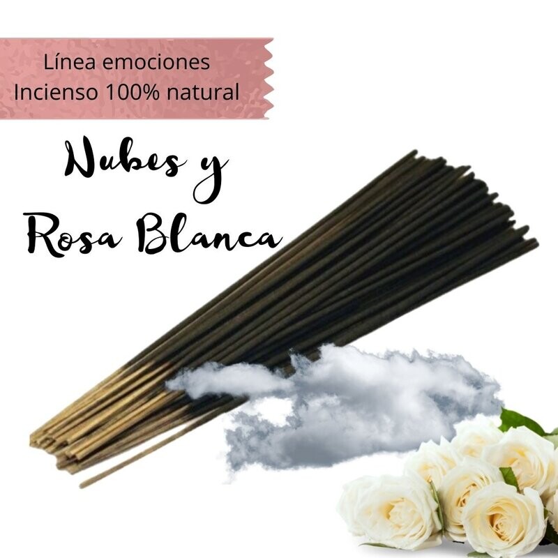 Incienso Artesanal 100% Natural Emociones - Nube y Rosa Blanca