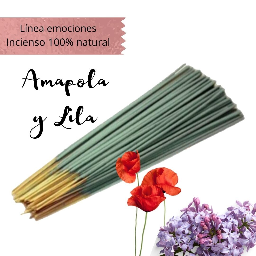 Incienso Artesanal 100% Natural Emociones - Amapola y Lila