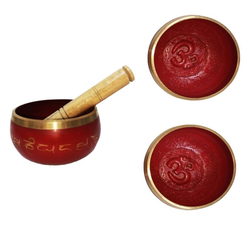Cuenco Tibetano otros metales 12 cm rojo