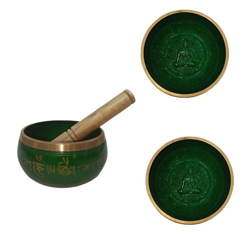 Cuenco Tibetano otros metales 12 cm verde