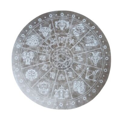 Selenita circular grabado- Zodiaco símbolos