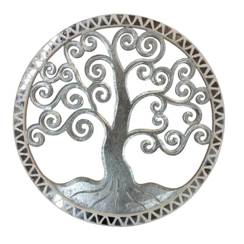 Colgador Árbol de la vida (blanco y plata)