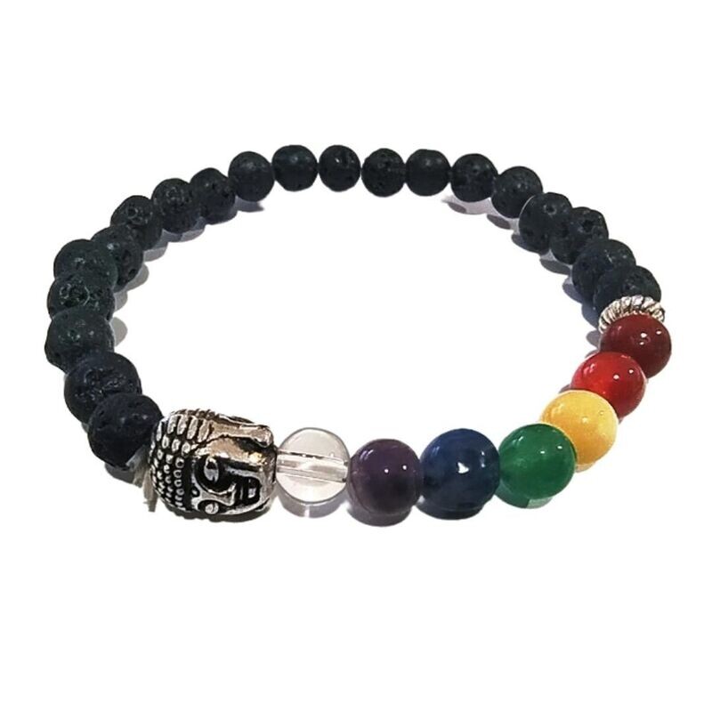 Pulsera 7 Chakras lava volcánica
