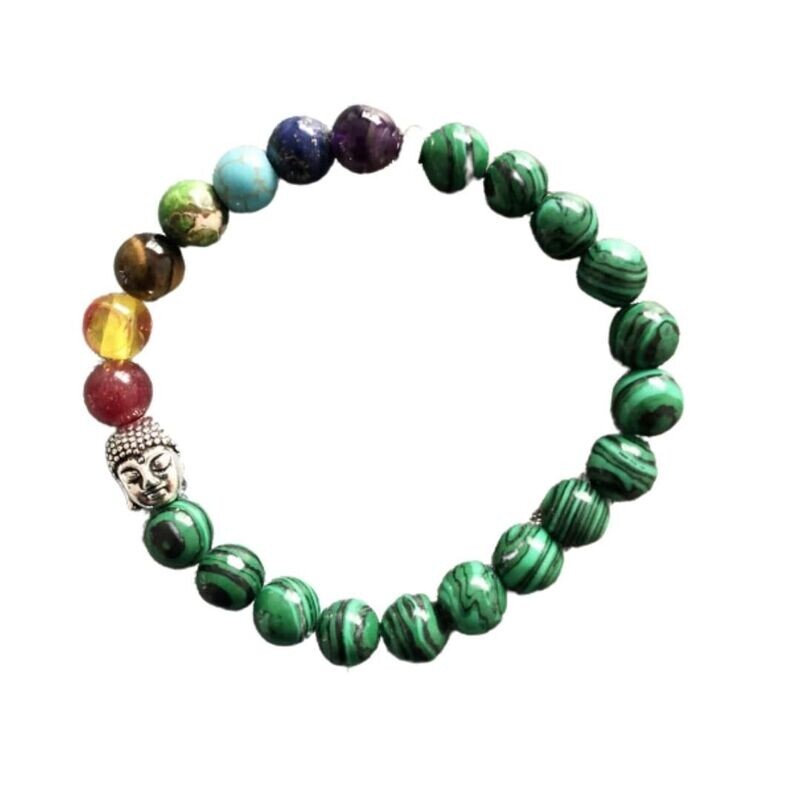 Pulsera 7 Chakras con malakita