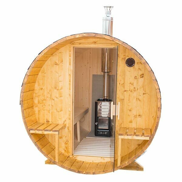 Fasssauna 2,4 Meter mit Elektroofen 8 KW als Bausatz