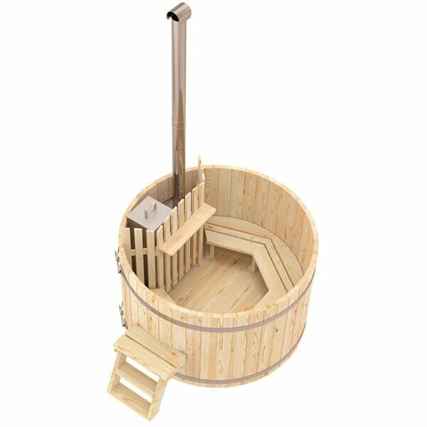 Holz-Hotpot rund Ø 1,8 m für 3-4 Personen mit Innenofen