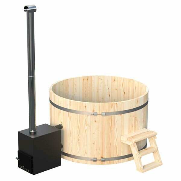 Holz-Hotpot rund Ø 1,6m für 5-6 Personen mit Aussenofen