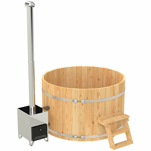 Holz-Hotpot rund Ø 1,8m für 7-8 Personen mit Aussenofen, Ausstellungsstück
