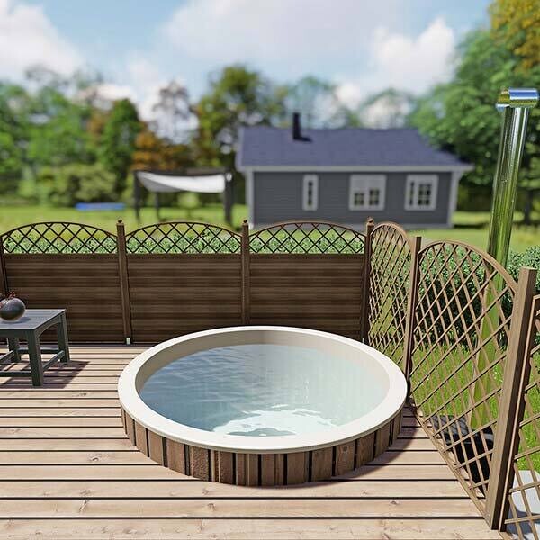 Einbau Badefass 4 Pers. für Terrasse aus GFK rund 1,8m