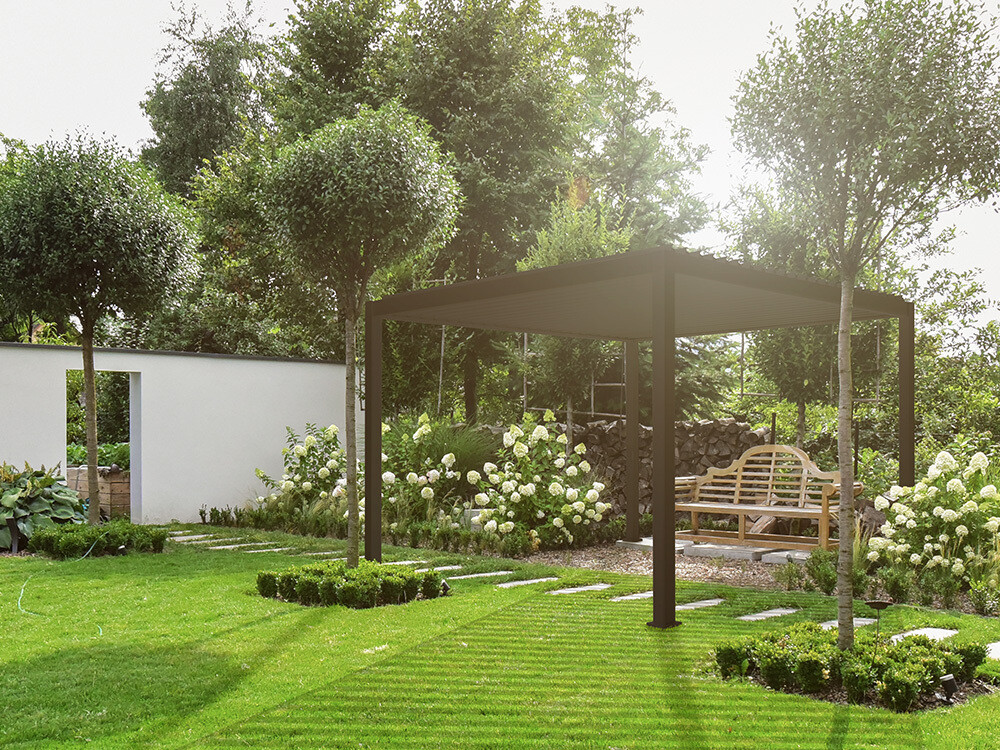 Terrassenüberdachung 3 x 3 m in schwarz, Sondermodell