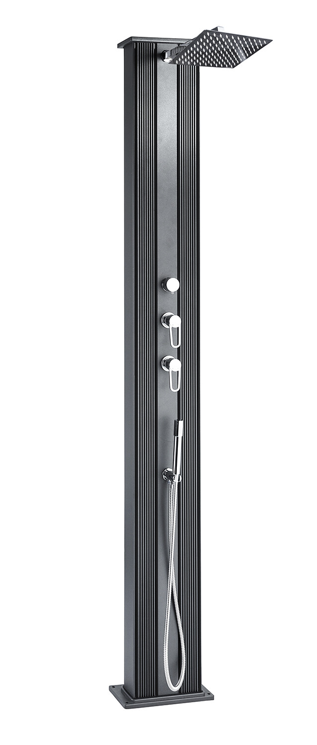 Piu Straight Hybriddusche Solardusche 40L Aluminium Dusche in Anthrazit