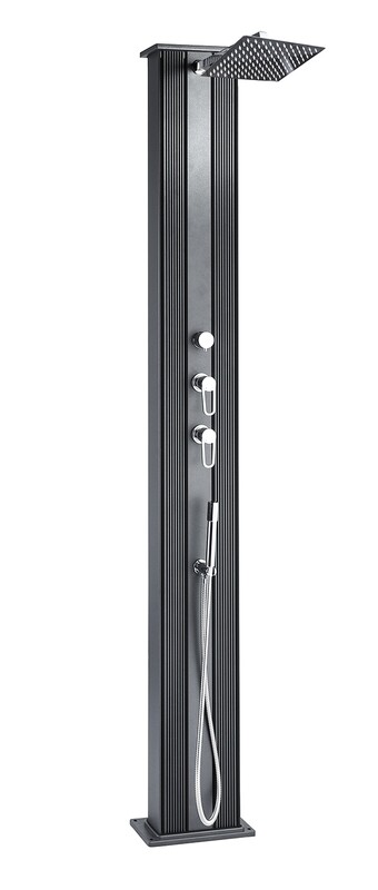 Piu Straight Hybriddusche Solardusche 40L Aluminium Dusche in Anthrazit