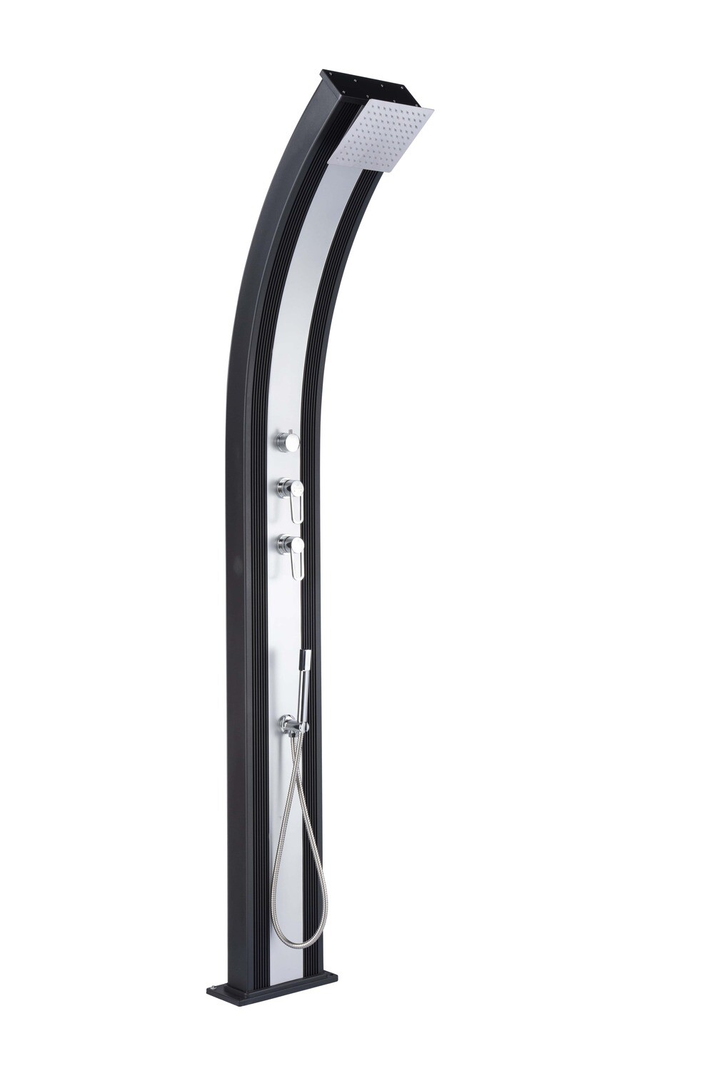 Piu Curve Hybriddusche Solardusche 40L Aluminium Dusche in Anthrazit mit Edelstahl