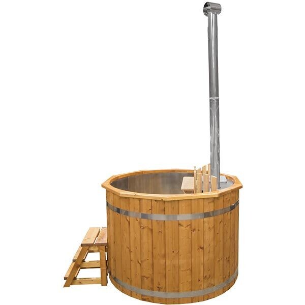 Holz-Hotpot mit Edelstahleinsatz und Innenofen