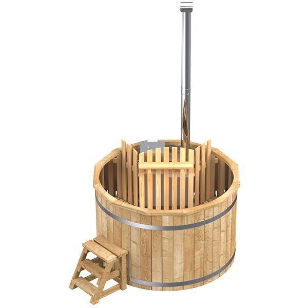 Holz-Hotpot mit Edelstahleinsatz und Innenofen