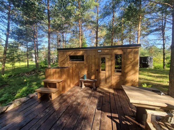 Gartensauna COMPACT mit Lounge  4.3 m (Thermoholz-Version)