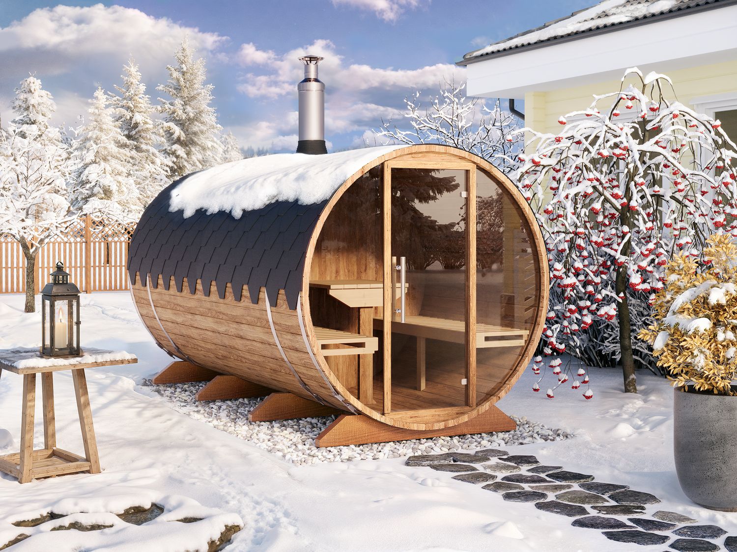 Zwei-Raum-Aussensauna 4 m für 4-6 Personen